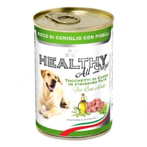 Healthy All days, вологий корм для собак, паштет зі шматочками, з кроликом та горохом, 400г