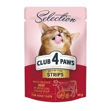 Клуб4Лапы Selection Кусочки говядины в крем-супе из брокколи для котов 85г (1 шт)