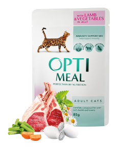 OptiMeal павуч для котів ягня з овочами в желе 85г (12 шт)