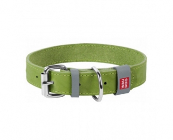 Collar WAUDOG Classic нашийник шкіра, метал. пряжка, XS, (ш - 12мм, дл - 19-25см), салатовий