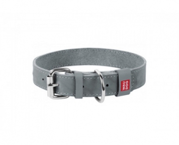 Collar WAUDOG Classic нашийник шкіра, метал. пряжка, XS, (ш - 12мм, дл - 21-29см), сірий