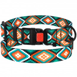 BronzeDog Tribal орнамент ромби нашийник для собак з пласт пряжкою 43-66см/25мм, розмір L