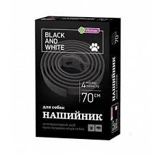 Vitomax нашийник Black&White від бліх та кліщів для великих собак чорний 70см