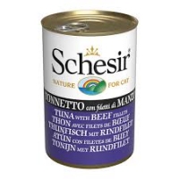Schesir Tuna консерви для кішок, вологий корм тунець з яловиченою в желе  банку 140 г