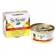Schesir Chicken Pineapple консерви для кішок, вологий корм філе курки з ананасом, банку 75 г