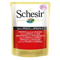 Schesir Chicken Seabass консерви для кішок курка з окунем у желе, пауч 85г