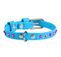 Collar WauDog Нашийник зі стразами, 12мм/21-29см, бірюзовий, XS
