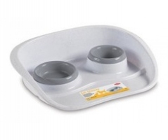 Stefanplast Set Diner, миски на подносе 0,25л+0,3л (серо-белые)