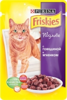 Purina Friskies Вологий шматочки в підливі з яловичиною та ягнятком 100г