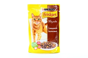 Purina Friskies Вологий шматочки в підливі з яловичиною та морквою 100г