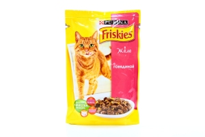 Purina Friskies Вологий корм шматочки в желе з яловичиною 100 г