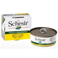 Schesir Chicken Ham консерви для собак, вологий корм куряче філе з шинкою в желе, банку 150 г